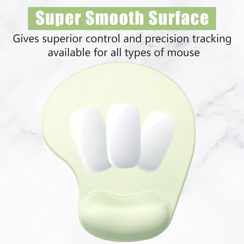 Hsurbtra Ergonomic Mouse Pad with Wrist Rest Support, Gel Mouse Pads with Non-Slip PU Base, Pain Relief Memory Foam Mousepad for Laptop PC, Cute Office Supplies Desk Decro Accessories Lake Green Medium