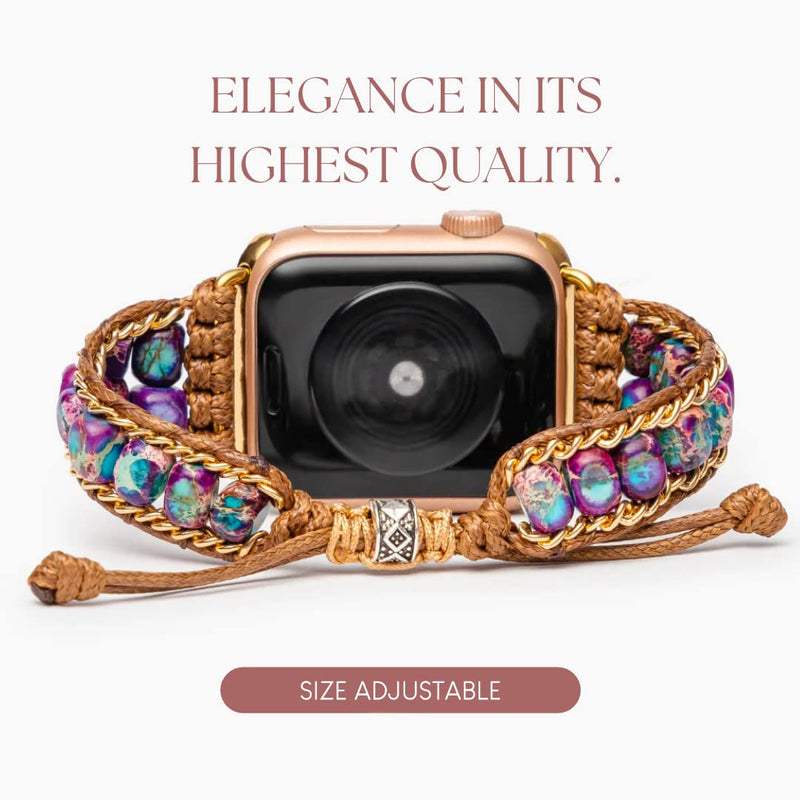 Cape Diablo Compatible with Apple Watch Band 49mm 45mm 41mm 44mm 42mm 40mm 38mm Boho Handmade Watch Strap for Women for iWatch SE/Ultra Series 9 8 7 6 5 4 3 2 Moonlight Jasper