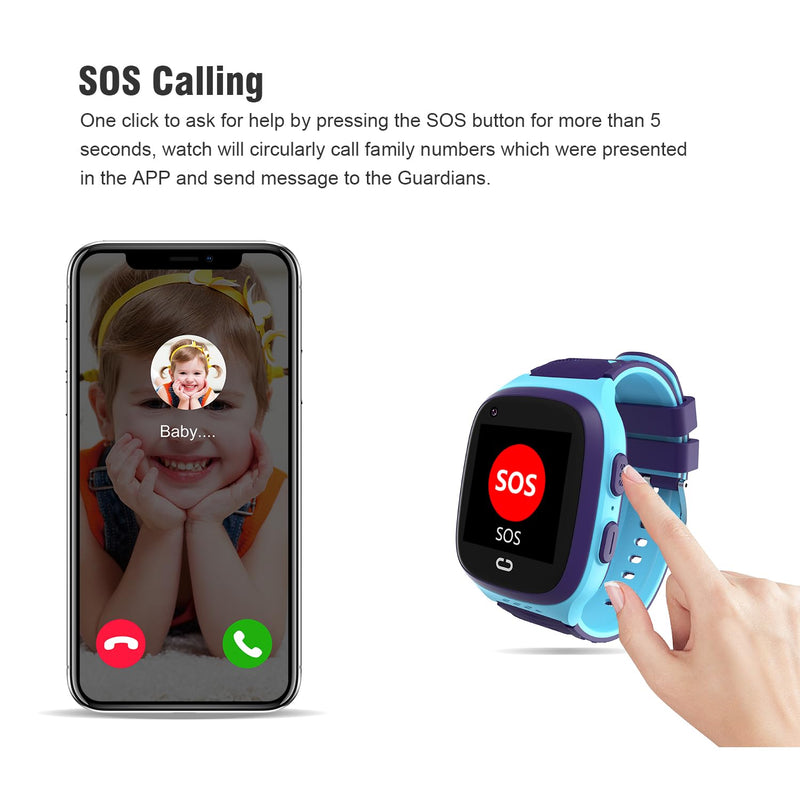 4G Kids Smart Watch GPS Tracker - Smartwatch with Two Way Call Video Calling 7 Puzzle Games Voice Chat SOS School Mode Pedometer Geo-Fence Touch Screen Alarm Clock Smartwatches for Boys Girls Blue