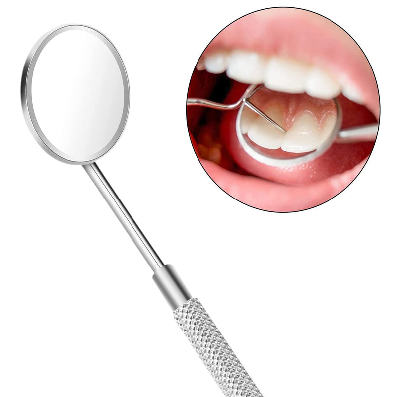 KINZIO Dental Mouth Mirror Mouth Tooth Mirror Inspection Mirror Curve Angle Dentist Oral Care Mouth Control Extension Tool Also Suitable for Eyelash Extensions (Silver) Silver