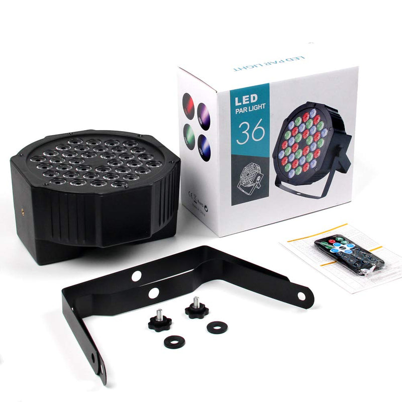 KOOT Stage Lights, 36 X 1W DJ Par Light 7 Channel with Remote and DMX512 Controller Sound Activated RGB Party Lights for Wedding Disco Church Bar