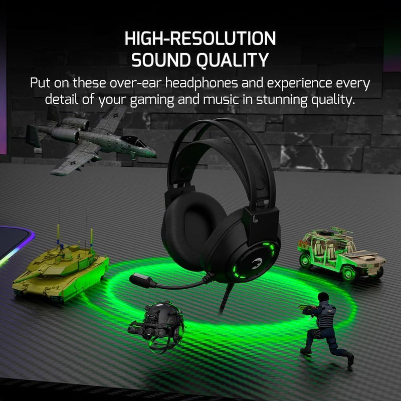 GAMEPOWER Voldon X 3.5mm Jack Gaming Headset - Wired Headphones with 50MM Drivers, Comfort Design, Noise Cancelling Mic, PS4, PS5, for Xbox, Black VOLDONX