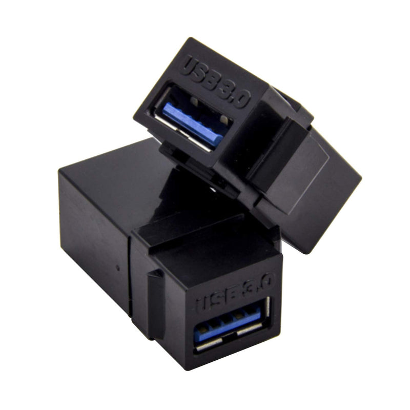 AYECEHI USB 3.0 Keystone Jack Inserts (3 Pack) Female to Female Adapters Coupler Insert Snap-in Connector Socket Adapter Port for Wall Plate Outlet Panel - Black