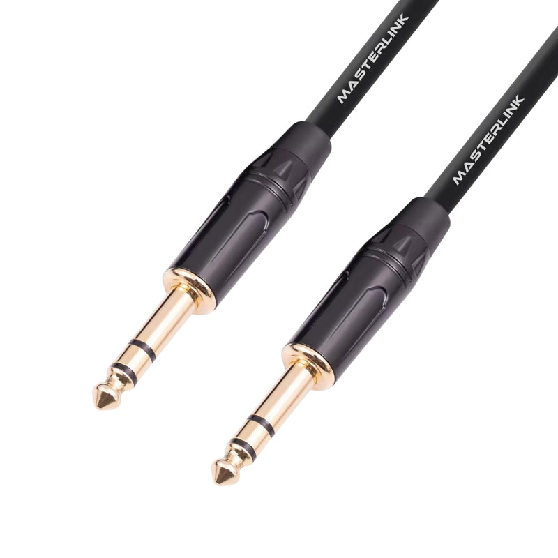 MASTERLINK 1/4 Inch TRS Instrument Cable 20 FT | Gold Connectors, Balanced 6.35mm Male to Male Jack Stereo Audio Balanced Line for Synths, Keyboard, Mixer, Amplifier, Speakers, Electric Bass Guitars 20FT