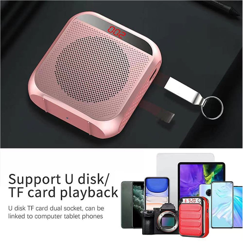 [AUSTRALIA] - Portable Voice Amplifier for Teachers, 2200mAh Rechargeable Personal Amplifier Mic PA System Headset Microphone with Speaker for Teachers, Training, Meeting, Tour Guide, Yoga, Classroom (Rose) Rose 
