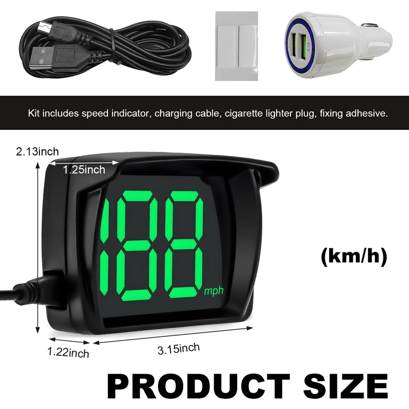 Car HUD Headup Display, MPH Warning Car GPS Overspeed Alarm Speedometer with LED Large Font Display+USB Cable Plug, Universal Car Accessories for Car Truck SUV Motorcycle MHP