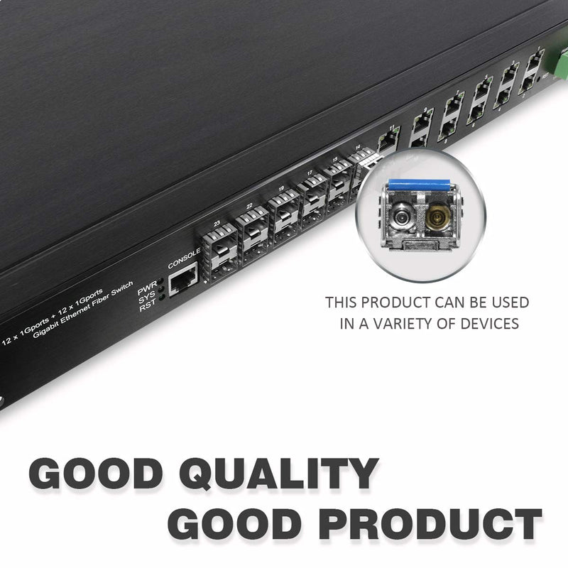 1000Base-LX 1.25G SFP Transceiver with 1310nm Dual LC Connector 20KM Single Mode DDM for Cisco Meraki Ubiquiti Mikrotik D-Link Supermicro Netgear