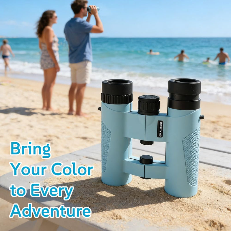 [AUSTRALIA] - 10x25 HD Binoculars for Kids & Adults – Lightweight Blue Mini Binoculars with 10X Magnification, FMC Lenses & Easy Focus, Portable Binoculars for Children and Adults, Travel, Bird Watching, Hiking 