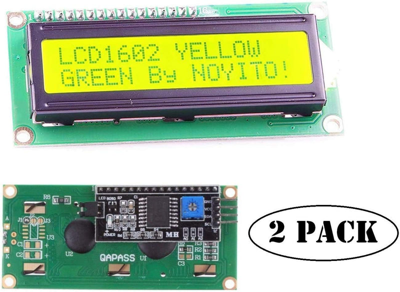 NOYITO 1602 16x2 LCD Module Shield Blue Backlight with IIC I2C Driver Serial Interface for UNO R3 MEGA2560 (Pack of 2) (1602 IIC Screen Blue) 1602 IIC Screen Blue