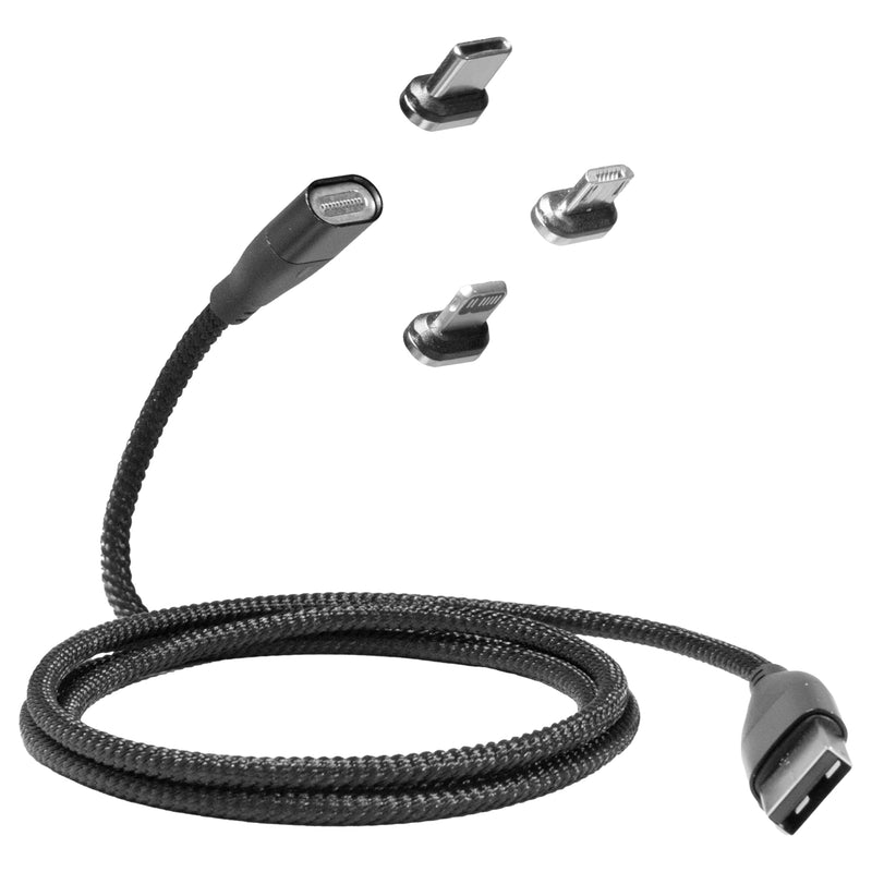 BoxWave Cable Compatible with Elikliv EDM4 Coin Microscope (4.3 in) - MagnetoSnap PD AllCharge Cable (100W), Magnet Charging Braided USB Type-C Micro - Jet Black