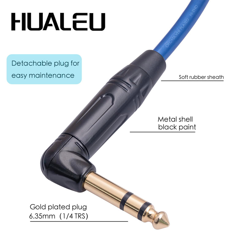 HUALEU 3.3FT Balanced XLR Female to Right Angle 1/4 TRS Mixer Cable,6.35mm Stereo Male to 3pin XLR Female Audio Cable,6N OFC+Silver Plated HI-END Audio Cable for Mixer Amplifier Microphone-2Pack