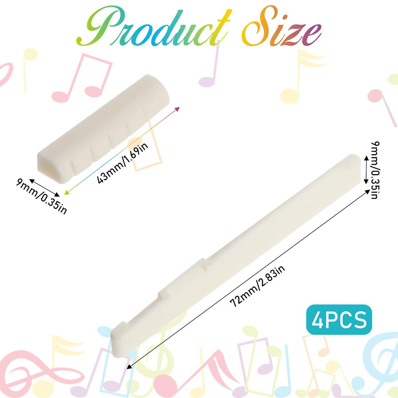 [AUSTRALIA] - 4PCS 6 String Acoustic Guitar Bone Bridge Saddle and Nut Made of Real Bone, Guitar Bridge Saddle (2 Pair) 