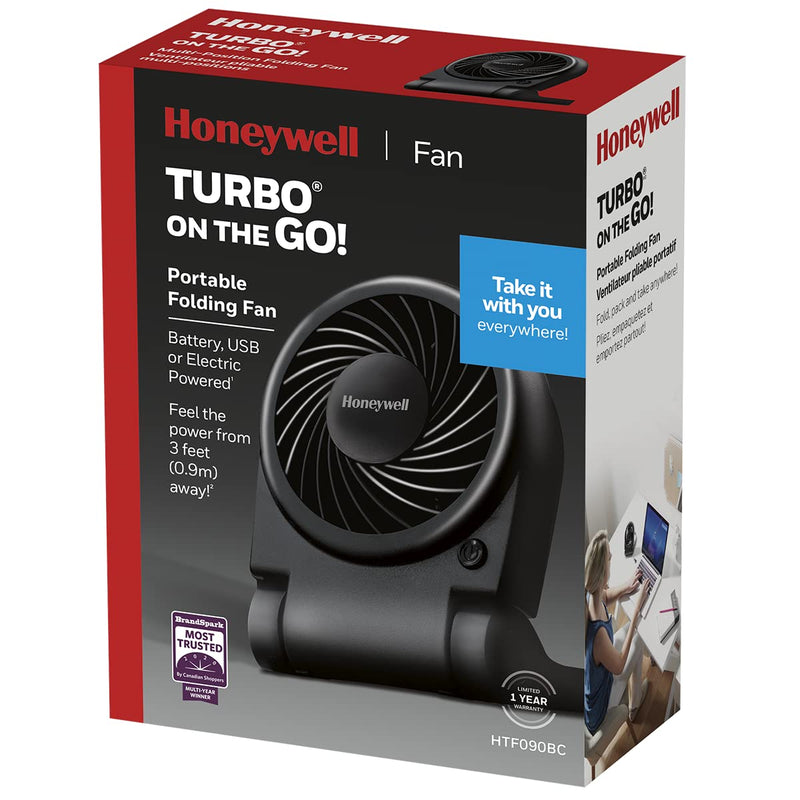 Honeywell Turbo On The Go USB/Battery Powered Fan, Black
