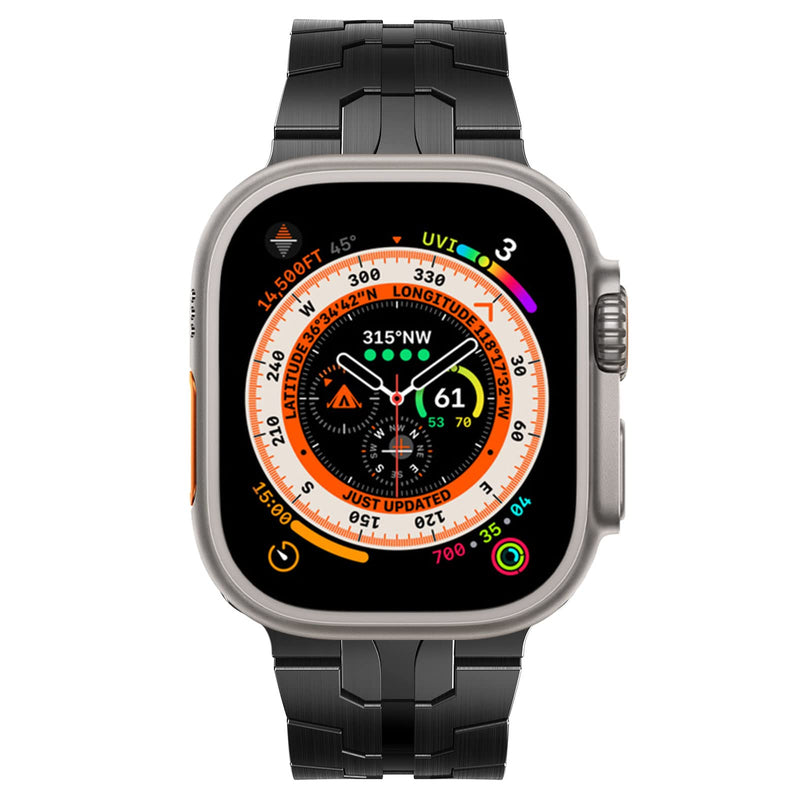 NewWays Stainless Steel Band Compatible with Apple Watch Ultra 3 2 1 49mm Series 11 10 46mm Series 9 8 7 45mm 44mm SE 6 5 4, Rugged iwatch Link Bracelet for men Black [Grade 2 Titanium] 44mm/45mm/46mm/49mm/42mm(S3)