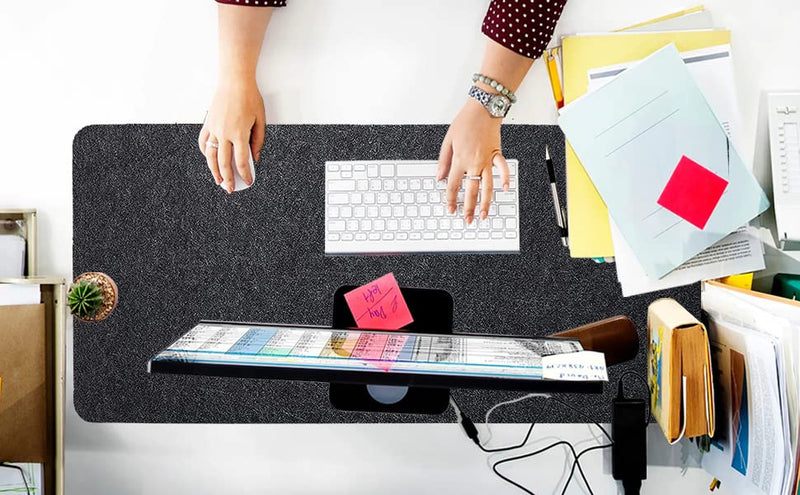 DAWNTREES Large Felt Desk Pad , 40''x16'' Full Desk Mouse Pad, Desk Pad for Keyboard ,Computer Mat for Desk ,100X40cm Felt Desk Mat for Desk Pad Protector 100x40cm Dark Grey