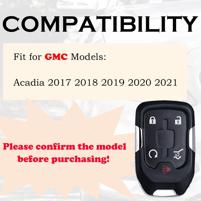 Key Fob Replacement Fits for GMC Acadia 2017 2018 2019 2020 2021 Push Start 5 Button Smart Proximity Keyless Entry Remote Start Control 13508275 HYQ1EA Self-Programmable