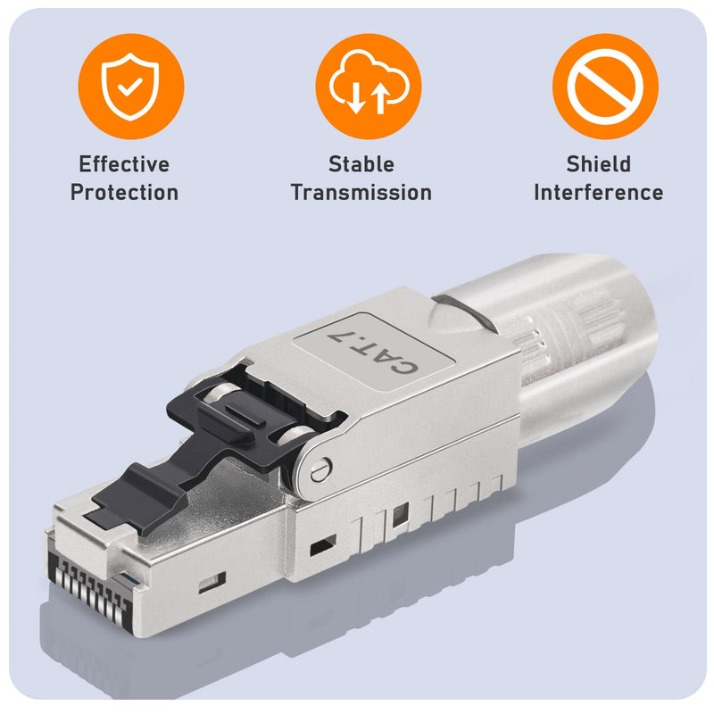 AVNSCNK Cat 7 Plug, RJ45 Connector Cat 7 NS-7 to Insulation Terminal (LSA) Gold-Plated Contacts, Network Plug Toolless, Crimping LAN 10 Gbps Connector for Patch Cable Installation Cable (Pack of 2) 2 pcs.