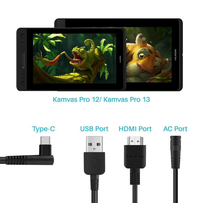3 in1 HDMI Cable for Huion Graphics Drawing Tablet Kamvas Pro 16 Pro 13 Pro 12 (CB01)