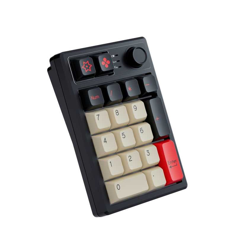 KEYCOOL K19 Wireless Numeric Keyboard, Mechanical Number Keypad Hot-swappable Bluetooth Numpad 5.0/2.4GHz, RGB Multi-Function Knob Numerical Keyboard for Laptop Mac Win iOS Android Earl Red 19 Key