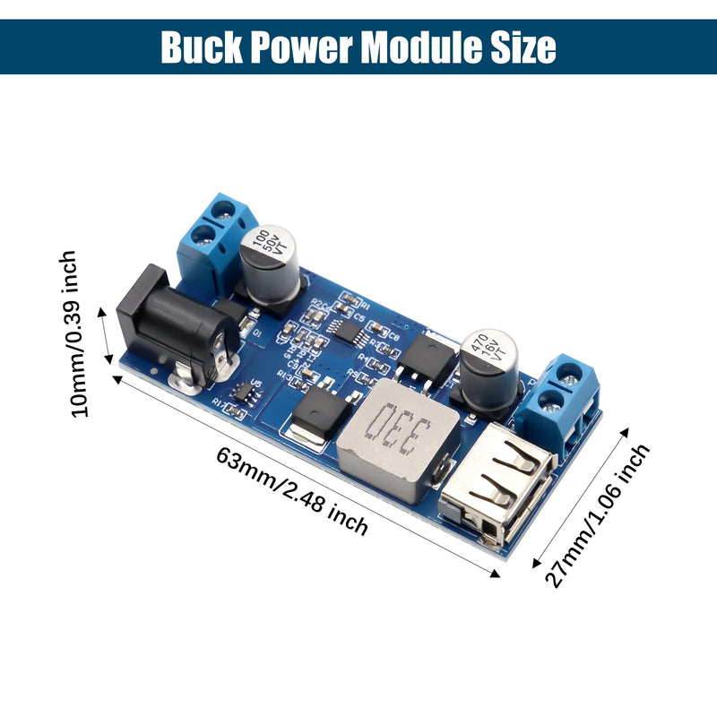 Step Down Converter Binghe Pack of 2 DC-DC 24V/12V to 5V 5A Step Down Power Supply Buck Converter with USB Port Step-Down Converter Module with Fast Charge Recognition Chip Compatible with Arduino