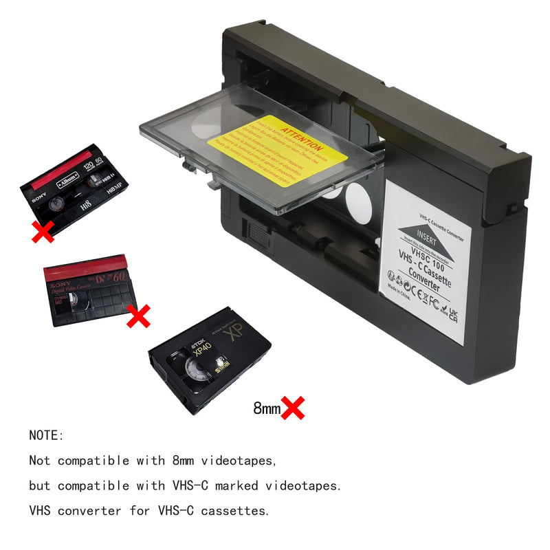 VHS-C Tape Cassette Adapter for Camcorders Motorized VHS VHS-C to VHS – Ideal for VCR Player, Video Cassette Player and VHS to Digital Converting
