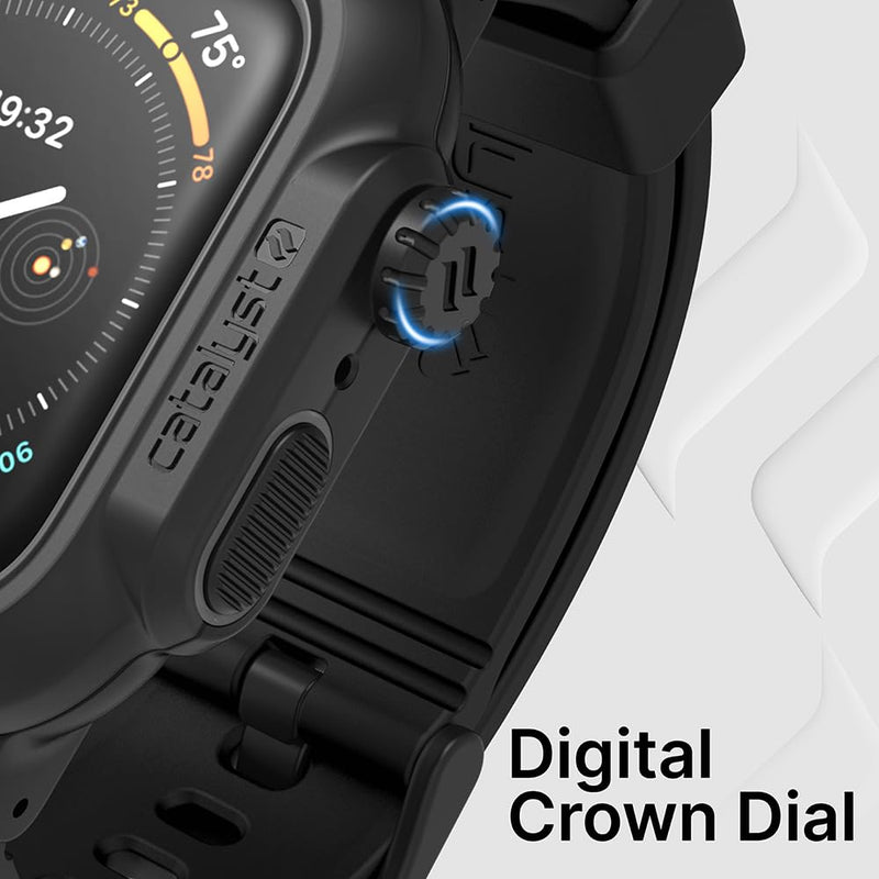 Catalyst 330ft Waterproof Case for Apple Watch Series SE 6/5/4 44mm, Soft Silicone Watch Band, Shock Proof Rugged Protective Case, Microfiber Cloth included – (Black)
