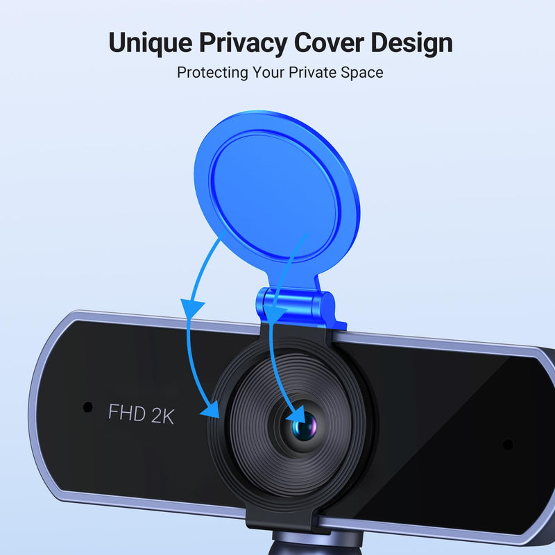 UGREEN 2K Webcam for PC Ultra HD 1080P Computer Webcam with Microphone | PC Camera with Privacy Cover, USB Web Camera for Streaming, Conference, Video Calling, Zoom,Teams, FaceTime Grey