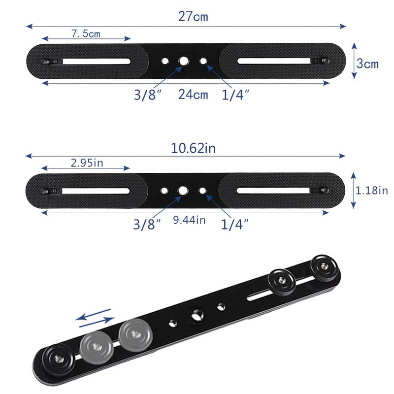 30cm Dual Speedlite Camera Mount Tripod Bracket Flash Extension Bar,10" Dual Tripod Bracket for Camera,LED Video Light,DSLR Camera,Flash Light 30cm