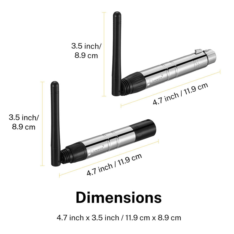 Donner 2PCS DMX512 DMX Dfi DJ 2.4G Wireless 1 Receiver with Light Dome& 1 Transmitter Stage Lighting Control (Silver) Silver