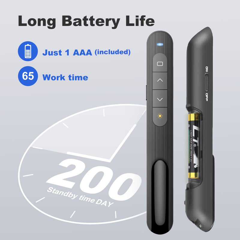 Presentation Clicker PowerPoint Clicker with Laser Pointer, Wireless Presenter Remote Slide Clicker for Powerpoint Presentations for Mac, Keynote, Computer, Laptop Red-USB R78
