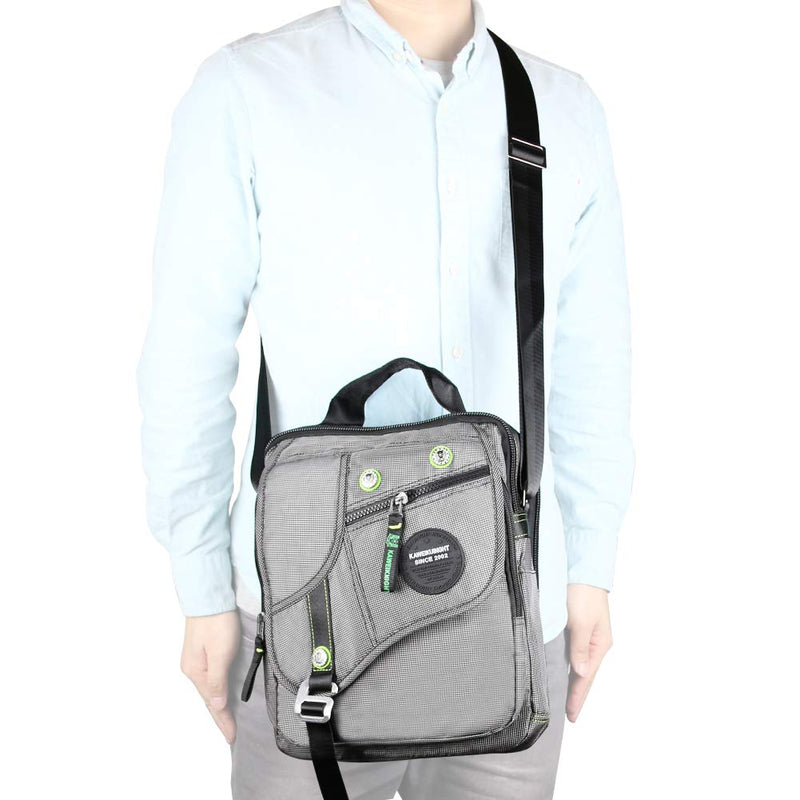 Vertical Messenger Bag, Crossbody Bag, Shoulder Bag Work Satchel for iPad Tablet Kindle Large-gray