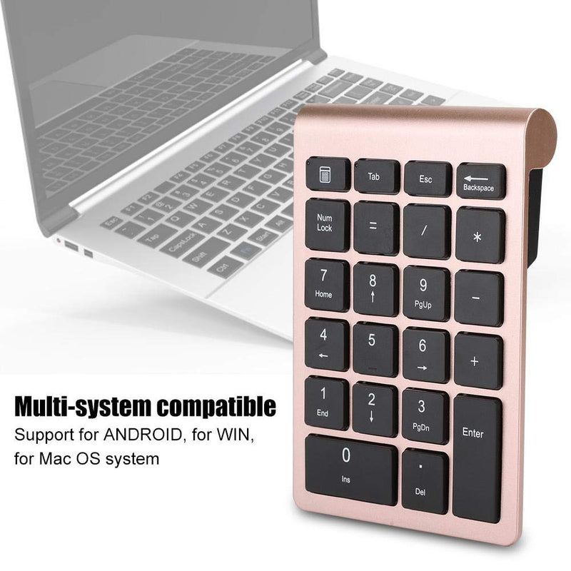 V BESTLIFE Numeric Keypad, 22 Keys 2.4G Wireless Mini USB Ergonomic Keyboard with Receiver (Rose Gold)