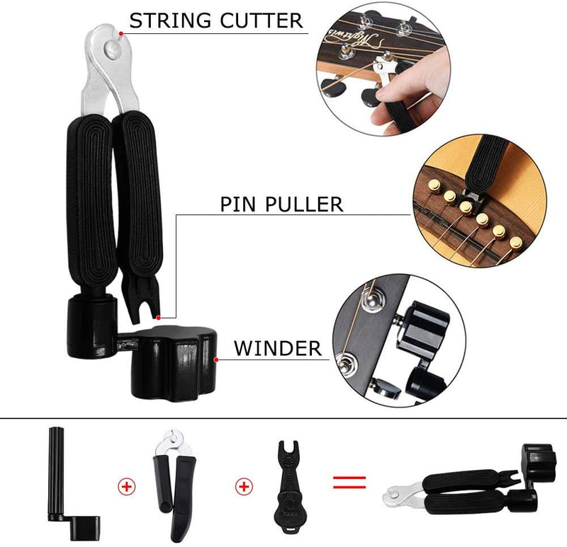 [AUSTRALIA] - Acoustic Guitar Accessories Kit Including Guitar Strings,Tuner,Guitar Capo, Restring Tool,Pick Holder,Bridge Pins,Finger Picks,Guitar Nuts and Saddles 