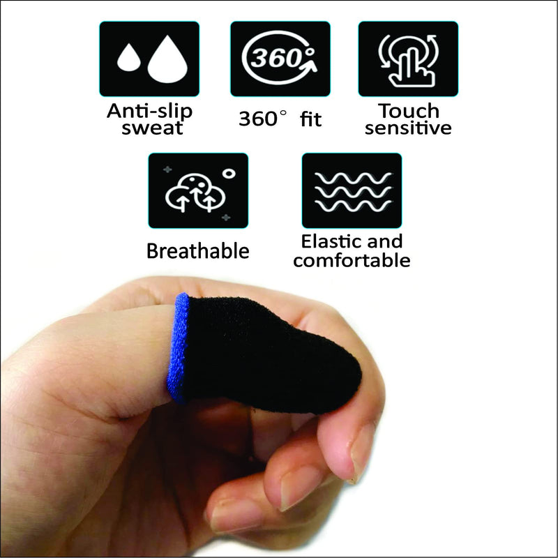PUBG Mobile Phone Finger Sleeves for Gaming | Anti-Sweat Breathable Finger Sleeve Gloves for Gaming | Thumb Sleeves Mobile Gaming | Gamer Gloves | Pack of 10 (Blue) BLUE