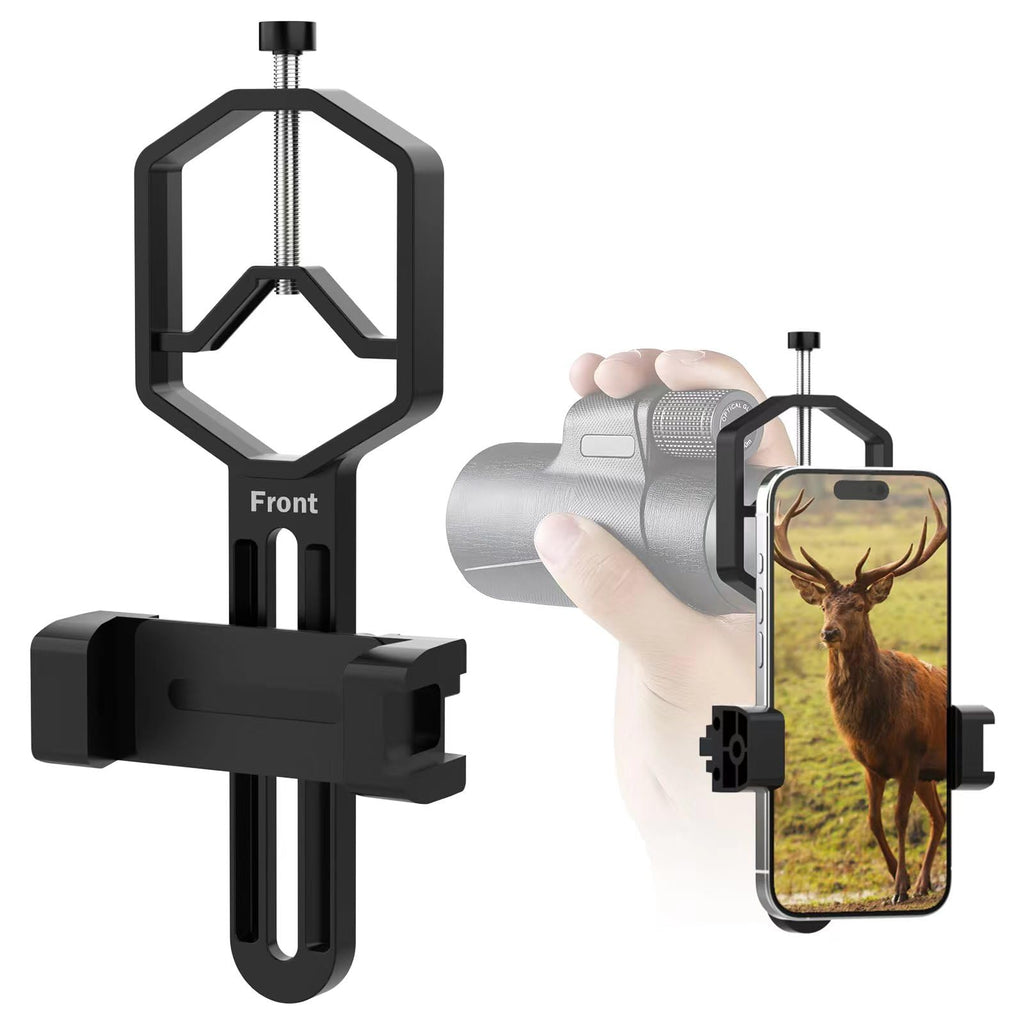 Metal Telescope Phone Adapter-Phone Scope Mount for Phone(2.09''-3.54'' Wide) Phone Holder Mount for Telescope, Binocular, Microscope, Spotting Scope Fits Eyepiece with Diameter 0.95"-2.05"