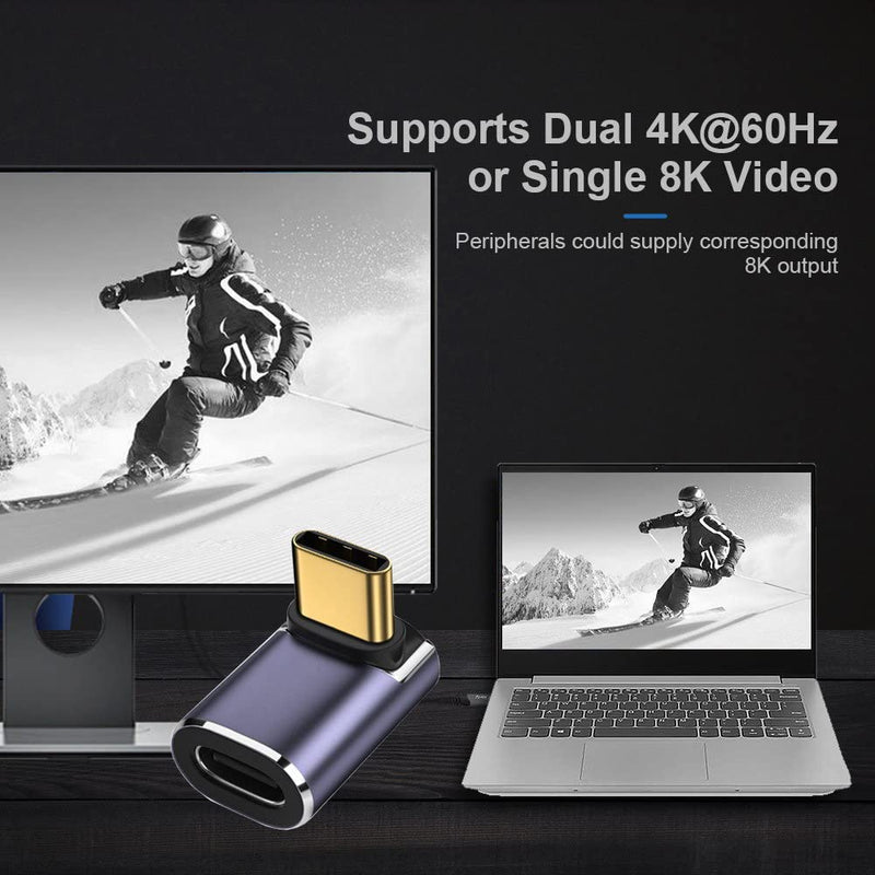 NFHK 40Gbps USB4 Type C Male to Female 90 Degree Up Down Angled 100W Power Data 8K Video Adapter for Laptop Phone Up Angled Male to Female