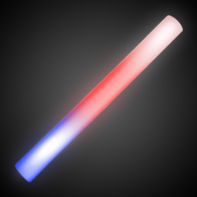 Fun Central LED Foam Sticks - 12 Pack, 16-Inch, 3 Light-Up Modes For Mardi Gras & St Patricks Day (Red/White/Blue) Red/White/Blue