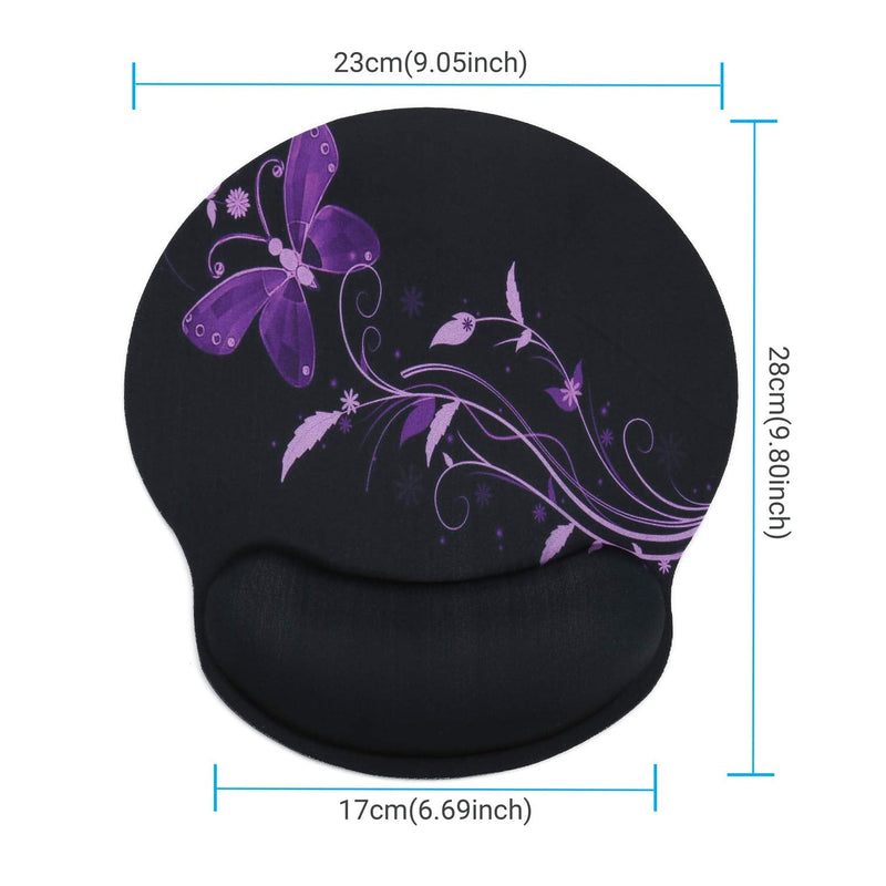 Wrist Rest Support Mouse Pad - Ergonomic Mouse Pad,Memory Foam Mice Mat for Office Work Computer Gaming by RICHEN Nice Butterfly