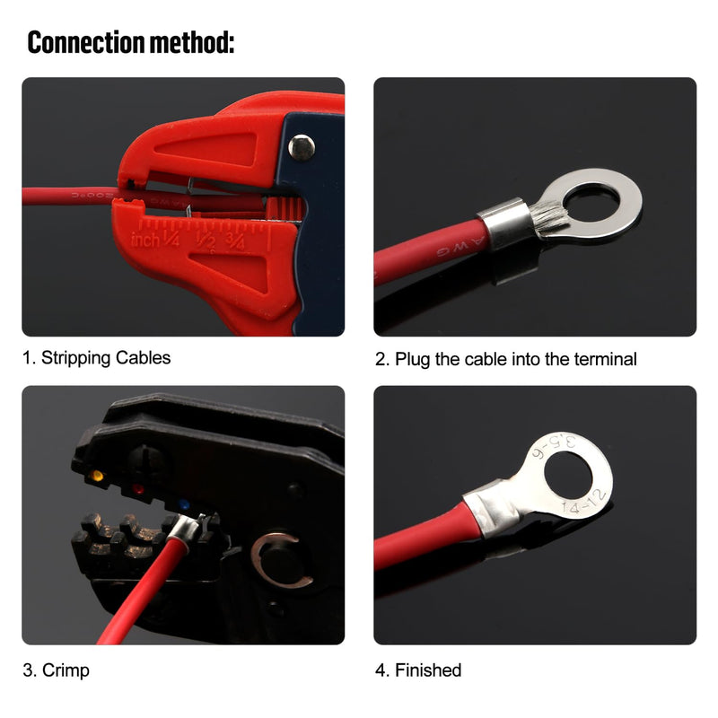 [AUSTRALIA] - YIXISI 320 Pieces M3/M4/M5/M6 Non-Insulated Ring Wire Terminals Kit, Ring Terminals Crimp Connectors, O-type Wire Crimp Copper Terminal Connector, Copper Lugs Terminals Plug, AWG 22-16 16-14 14-12 