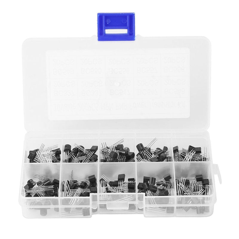 200 Pieces TO-92 Silicon NPN PNP Power Transistor Assortment Kit Set with Plastic Storage Box 10 Values (BC327 BC337 BC517 BC547 BC548 BC549 BC550 BC556 BC557 BC558)