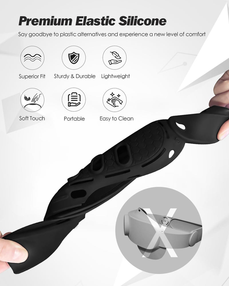 SUPERUS Silicone Head Strap & Protector Cover for Meta/Oculus Quest 3 Accessories - Latest All-in-One Design, Adjustable Lightweight Elite Strap Replacement Compatible with Meta/Oculus Quest 3