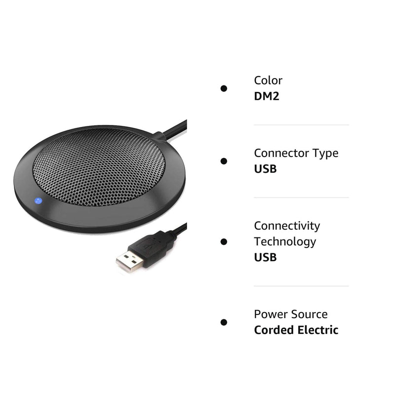 Conference USB Microphone, Computer Desktop Mic with LED Indicator, TKGOU Plug & Play Omnidirectional Condenser PC Laptop Mics for Online Meeting/Class,Skype,Recording,Chatting,Zoom,(Windows/Mac OS X) DM2