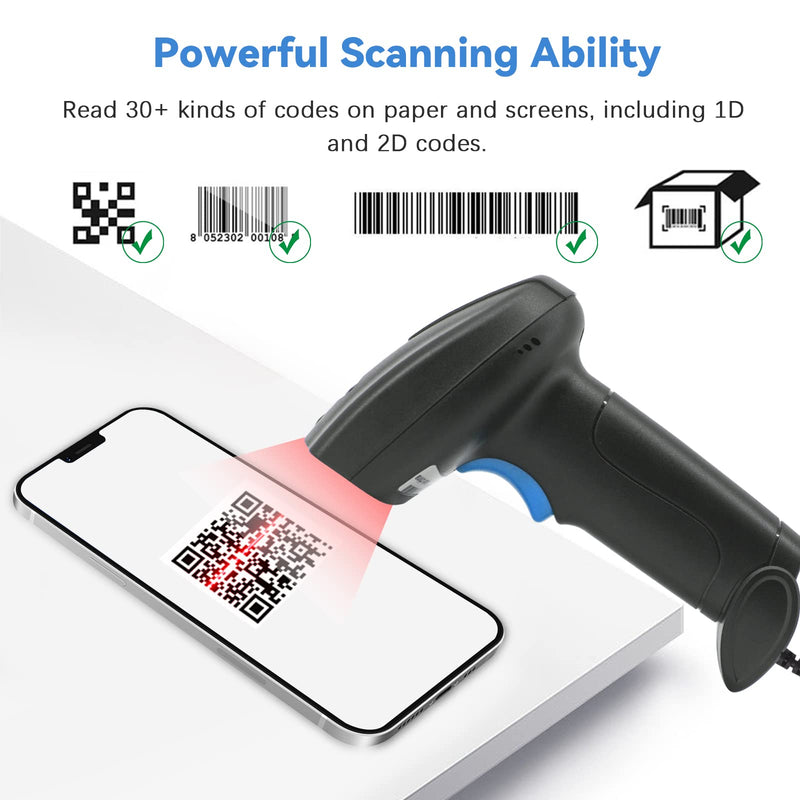 [AUSTRALIA] - Bluetooth QR Code Scanner - Book Scanner for Personal Library Libib, 1D 2D Codes Scanners for Laptop Computer Mac iPhone Android, Wireless Bluetooth Bar Code Scanner (Without Stand) without stand 