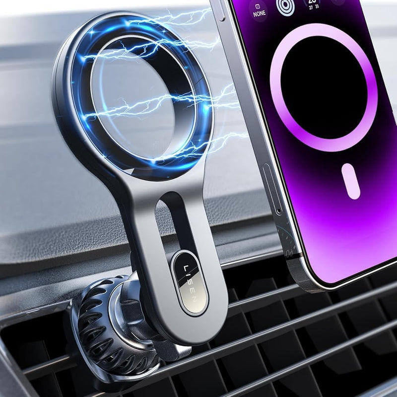 LISEN for MagSafe Car Mount [Black and Purple] Magnetic Phone Holders for Car Air Vent Phone Mount [Ultra-Magnetic] Cell Phone Holder Car Accessories for Men Women fit iPhone 17 16 15 14 Pro Max