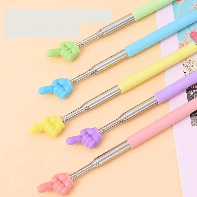 5Pcs Retractable Finger Reading Pointer Stick Cute Dual Finger Teaching Aid Baton for Teacher Classroom Parent