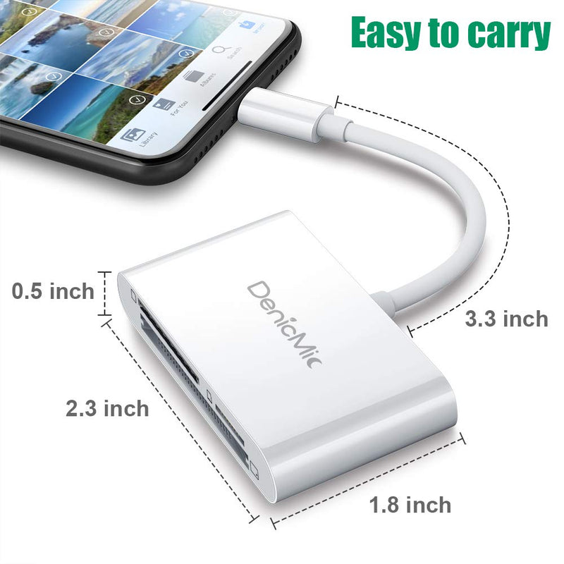 CF Card Reader for iPhone iPad, SD CF Micro SD TF Memory Card Reader Adapter Digital Camera Reader Trail Game Camera Viewer for iPhone X/8 Plus/8/7 Plus/7/6s Plus, iPad Mini/Air, No App Required