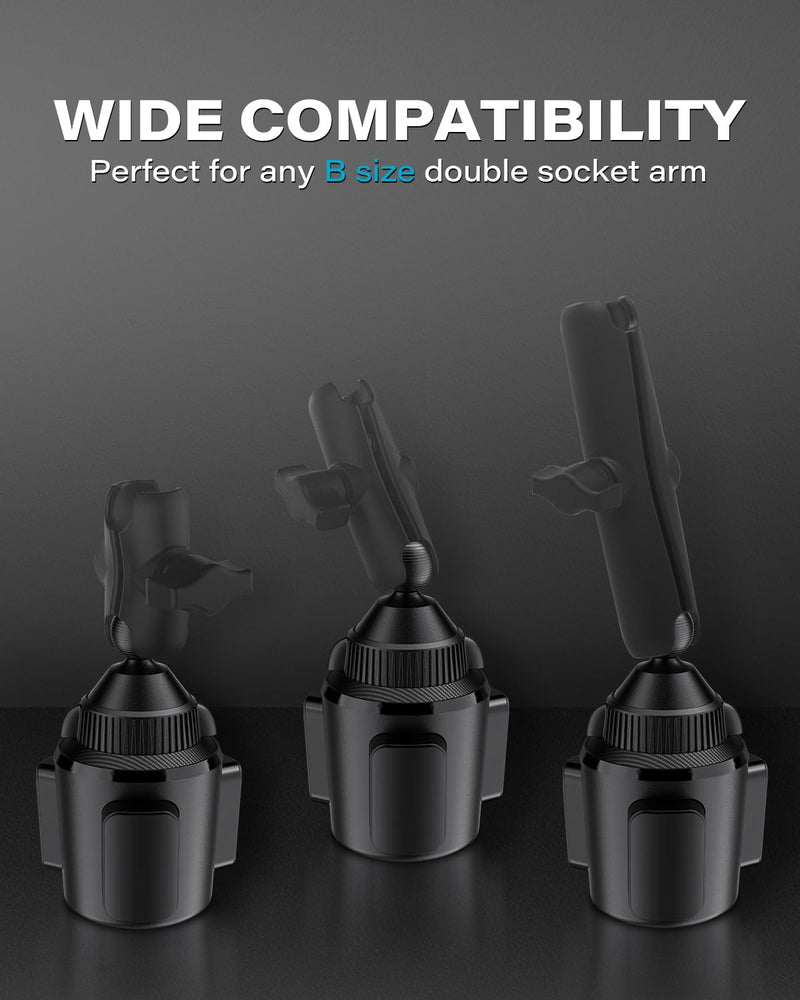APPS2Car Cup Holder Base with 1” Ball, Expandable Car Mount for B-Size Arms | 1" ball for RAM B-size, fits 3-4" cups, anti-slip, alloy/ABS, tool-free. No arm.