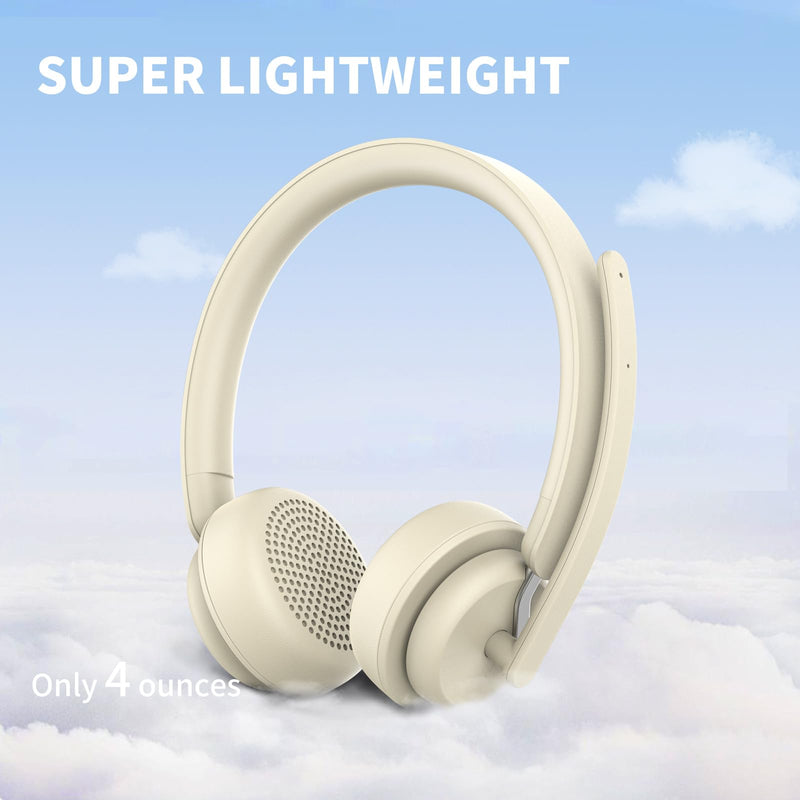 awatrue USB Headset with Microphone for PC, Computer Headset with Noise Canceling Microphone for PC Laptop, in Line Mute Controls, Wired Headset for Work from Home/Office/Call Center/Teams/Zoom Apricot