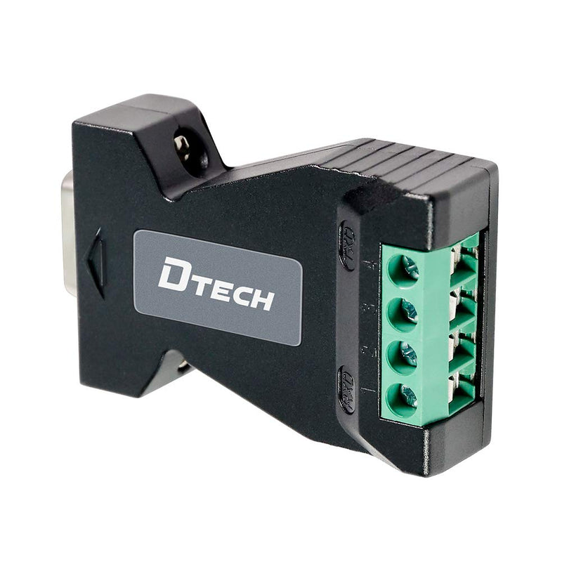 DTECH RS232 to RS485 Converter Serial Adapter with 4 Position Terminal Block for Long Haul Data Communication Supports 600W Anti-Surge