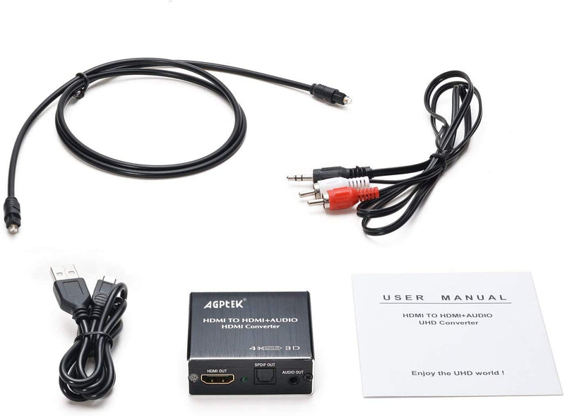 [AUSTRALIA] - 4K x 2K HDMI Audio Extractor Splitter, HDMI Audio Converter Adapter Support Ultra HD 4K Toslink Optical Audio Output and 3.5mm with Optical Fiber Cable 
